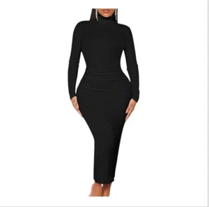 Black Long Sleeve Bodycon Dress Size Small - Picture 1 of 5