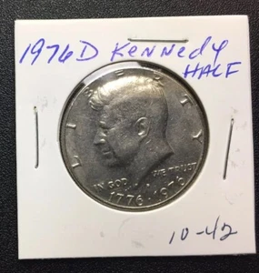 1776-1976  (2) JOHN F. KENNEDY BICENTENNIAL HALF,CIRCULATED COINS D MINT #35&42 - Picture 1 of 4