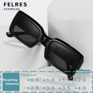 Women Square Tinted Retro Reading Glasses Fashion Outdoor Presbyopic Sunglasses - Picture 1 of 14