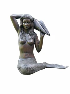 Wasserspeier Wasserspiel Bronze Figur Meerjungfrau für den Garten H: 48cm (6638) - Picture 1 of 8