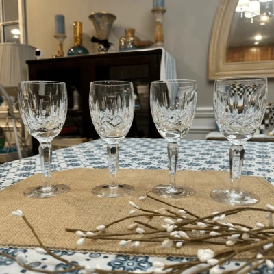 Waterford Crystal Kildare Claret Wine Glass Stemware Set of 4 Stamped Vintage - Image 1 of 4