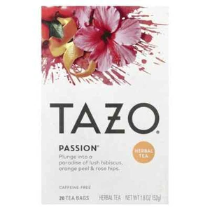 TAZO, té de hierbas, pasión, sin cafeína, 20 bolsitas de té, 1,8 oz (52 g) - Imagen 1 de 3