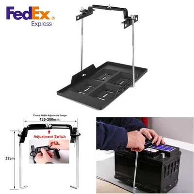 1x Soporte Bandeja Batería Coche ABS Negro Soporte Abrazadera Ajustable Barra 23cm Foto 1 de 4