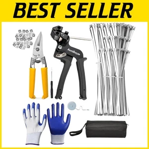 Robustes Outdoor Zip Krawatten Set - 200 Stück Edelstahl & ergonomische Schneidepistole - Bild 1 von 10