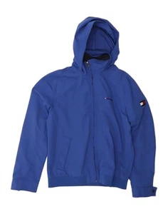 TOMMY HILFIGER Mens Hooded Bomber Jacket UK 40 Large Blue Nylon BY10 - Picture 1 of 4