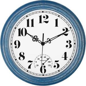Zyzamay 12 Pulgadas Interior Exterior Relojes,Reloj de Pared Impermeable 12 Pulgadas, Azul  - Imagen 1 de 8