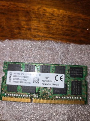 16GB two 8GB DDR3 1600 ECC SODIMM Kingston AM8D3L16SE11D8NE1 Server Memory RAM - Image 1 of 4