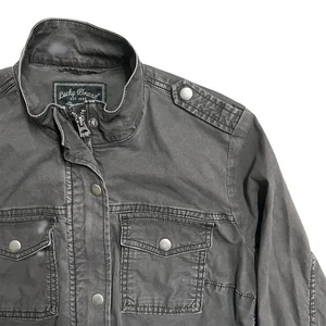 Lucky Brand Utility Jacket Women XS Gray Pocket Full Zip Button Up Lightweight - Picture 1 of 13