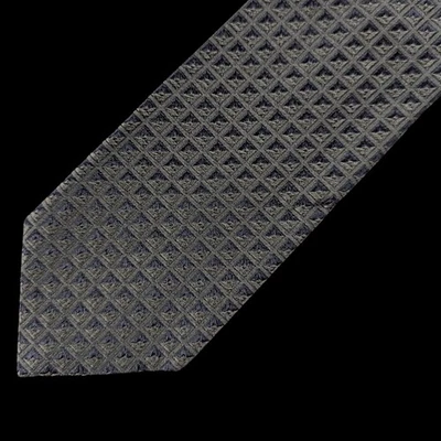 Gravata Ermeldegildo Zegna Vintage Seda Geométrica Cáqui/Cinza Feita Na Itália  - Imagem 1 de 4