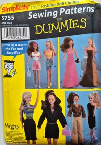 SIMPLICITY PATTERN 5755 DOLL CLOTHES FOR 11 1/2" FASHION DOLL UNCUT NEW FF - Picture 1 of 2