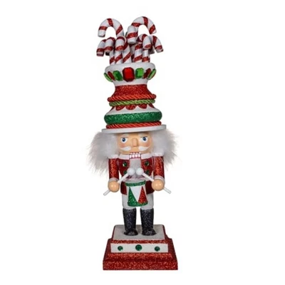 Kurt Adler 16-inch Hollywood Nutcrackers Candy Cane Hat with Drum Nutcracker - Image 1 of 4