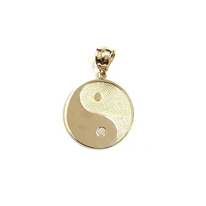 New 14k solid yellow Gold yin ying yang taoist symbol Pendant jewelry 0.62" 1.3g - Picture 1 of 12