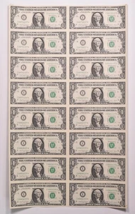 Lot (16) 1988 A $1 Minneapolis MN FRN Green Seal Uncut Sheet *8156 - Picture 1 of 5