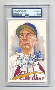 BEAUTIFUL ENOS SLAUGHTER  AUTOGRAPHED PEREZ STEELE POST CARD - PSA/DNA SLABBED - Picture 1 of 1