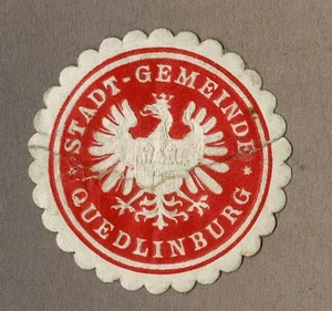 Sello STADT-GEMEINDE QUEDLINBURG (rojo) - Imagen 1 de 1