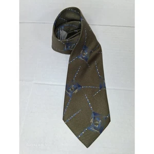 Giorgio Armani Cravatte Herren Seidenkrawatte Designer Olivgrün Blau Geometrisch - Bild 1 von 5