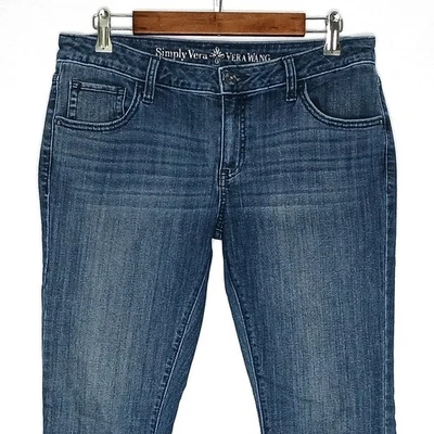 Simply Vera Wang Mujer Bootcut Jeans Talla 10 Elástico tiro bajo Medio Lavado Oscuro Foto 1 de 4