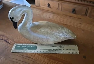 Vintage Holz handgeschnitzt Schwan schön auch dabei sind 3 kleine Enten - Bild 1 von 6