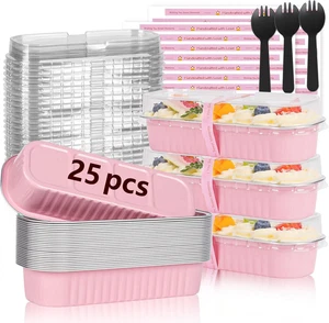 25 Pack Mini Loaf Pans with Lids and Spoons Sealing Sticker, 6.8Oz for Baking - Picture 1 of 12