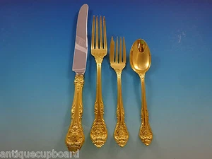 King Edward by Gorham Sterling Silver Flatware Service For 8 Set 34 Pcs Vermeil - Picture 1 of 5
