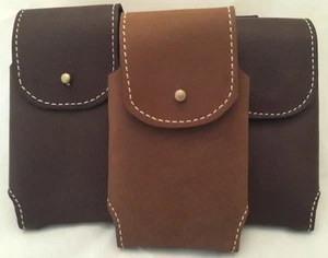 GENUINE AMISH HANDMADE LEATHER Phone Holster Case with Card Wallet Stud Closure - Picture 1 of 5