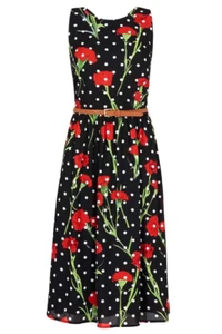 Poppy Lux Geneva Floral Spot Midi Dress - Picture 1 of 9