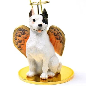 Pitbull Terrier Ornament Engel Figur handbemalt weiß - Bild 1 von 1