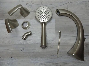 Voss Brushed Nickel 2 Handle Roman Tub Faucet Includes Hand Shower T694BN - Picture 1 of 5