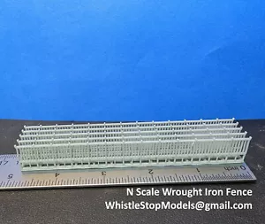 N scale 6 ft tall wrought iron fence 5 pcs over 25 inches N2003 - Picture 1 of 3