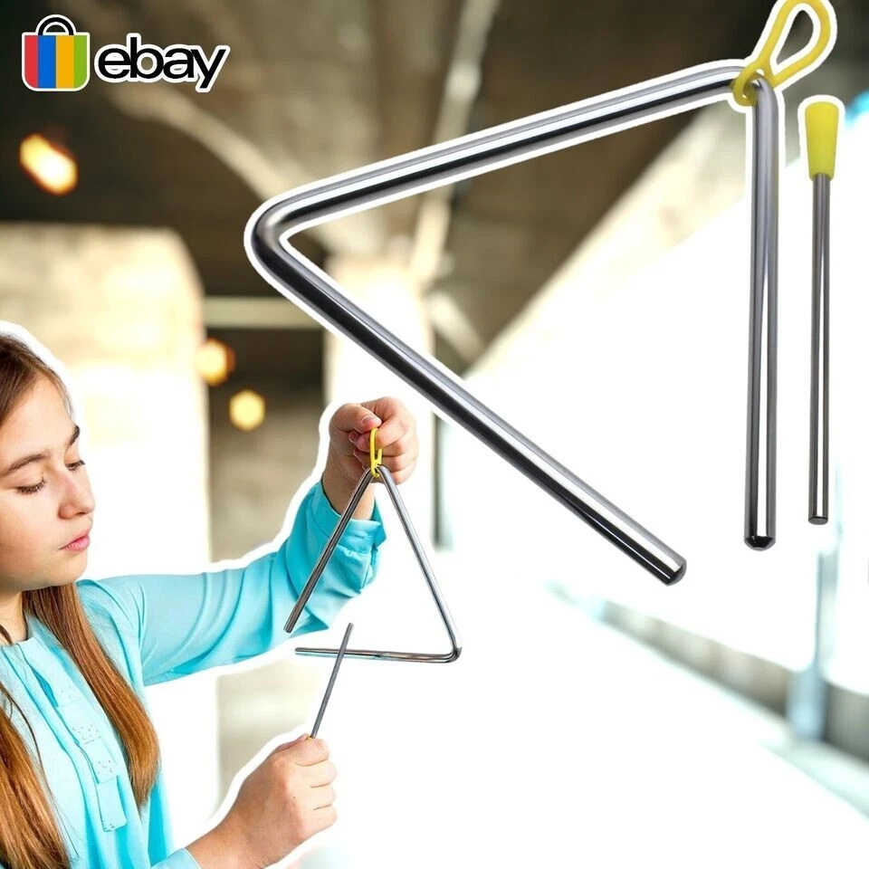 IGADGITZ XTRA Metal Music Triangle Percussion Instrument Musical with Beater Kids Adults