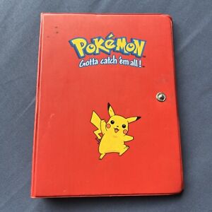 Vintage RED Pokemon Card Holder Binder Pikachu Collectors Album Missing Latch 