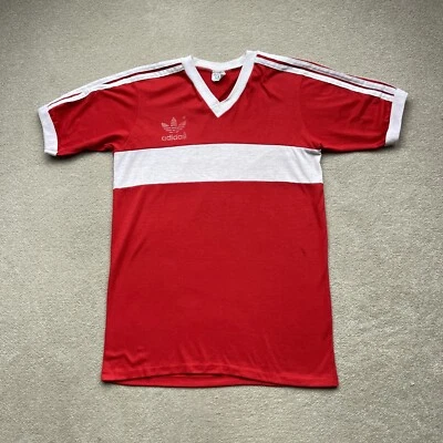 Adidas Originales De Colección Años 80 Para Hombre Retro Camisa de Fútbol Roja Talla S/M Hecha en EE. UU. Foto 1 de 4