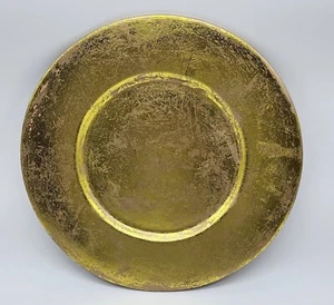Dekoteller Zierteller - 33 cm x 2,5 cm - Metall - goldfarben - leichter Glitzer - Bild 1 von 5