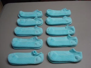 NWOT Women's Hue Cotton Blend Massaging Sole No Show Socks Aqua 10 Pair #121G - Picture 1 of 2
