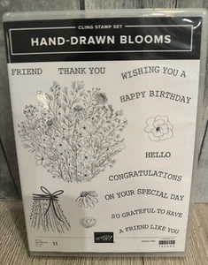 Juego de sellos de montaje de goma Stampin Up Hand Flooms - Imagen 1 de 2