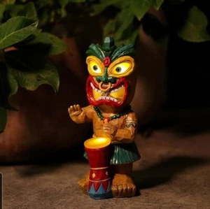 Tiki Totem Decor for Hawaiian Party, Solar Tiki Lights Outdoor Statues Backyard, - Picture 1 of 10