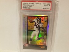 1998 BOWMAN CHROME GOLDEN ANNIVERSARY TERRELL DAVIS GOLD REFRACTOR #/5 BRONCOS