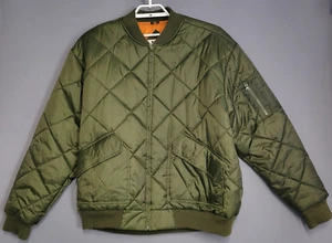 Vintage Route 66 Bomberjacke Herren XL grün gesteppt Puffer Taschen Frontreißverschluss - Bild 1 von 12