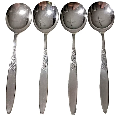 Grosvenor Christine Cutlery Lot of 4 Soup Spoons Vintage Silver Plated - Image 1 of 4