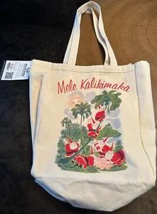 NEU MIT ETIKETT MELE KALIKIMAKA SANTA HAWAII MOTIV BAUMWOLLE BEUTELTASCHE MALIBU SHIRTS MARKE - Bild 1 von 7