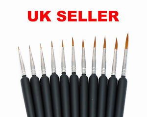 Artist and Model Paint Brush Set Fine Detail Tip 11pc 00000 to 7