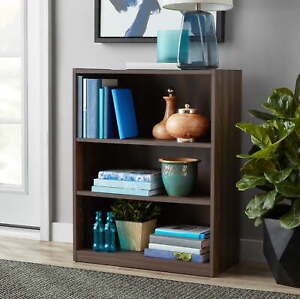 3-Shelf Bookcase Bookshelf Display Rack with Adjustable Shelves Canyon Walnut