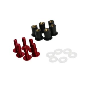 Red WindScreen Windshield Wellnuts Bolts For Yamaha Honda Kawasaki Suzuki Sport - Picture 1 of 4
