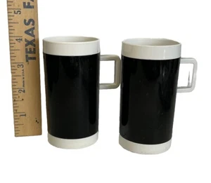 Vtg Braniff Intl Airlines Demitasse Espresso 4 Oz Cup Mug Black White Lot Of 2 - Picture 1 of 4