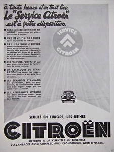 PUBLICITÉ DE PRESSE 1933 SERVICE CITROËN AVANTAGES COMPLET RÉVISION GRATUITE - Imagen 1 de 1