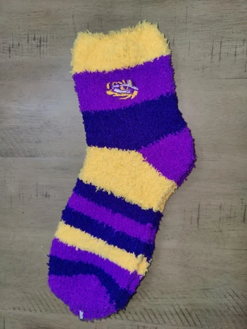 LSU Tigers Women's Fuzzy NCAA Ankle Team Sleep Socks Medium Cover