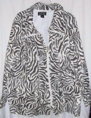 Abrigo ligero con cremallera estampado animal etiqueta plateada ABS para mujer talla grande Foto 1 de 4
