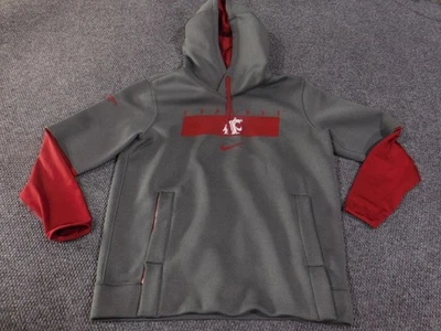 Washington State Cougars Sudadera con Capucha Hombre Grande Nike Gris Rojo Jersey Campeones Foto 1 de 4