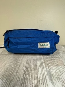 VTG LL BEAN Large Hip Fanny Pack Adjustable Strap Blue 2 Compartments 70s 80s - Picture 1 of 6