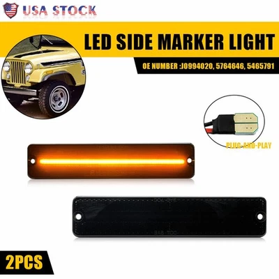 Amber LED Front Side Marker Signal Light Reflector For 84-91 Jeep Grand Wagoneer - Image 1 of 4